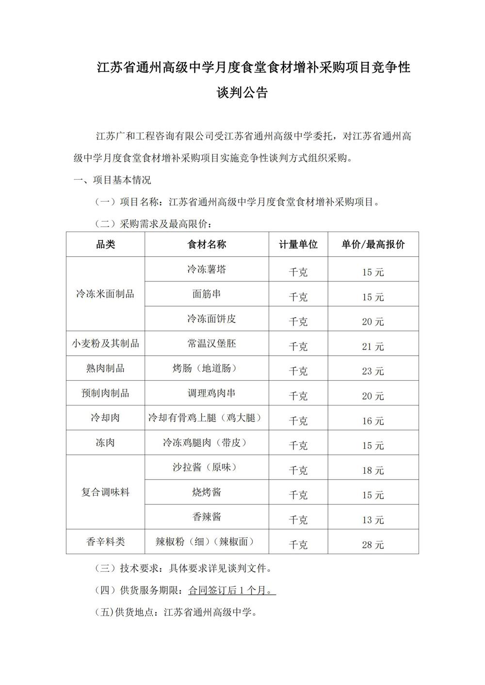 江苏省通州高级中学月度食堂食材增补采购项目竞争性谈判公告_00